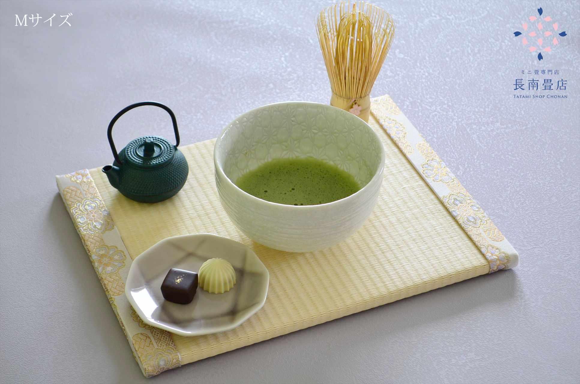 【茶畳】金襴・雲花紋(白パール)|テーブル茶道・抹茶時間のミニ畳 | 12枚目